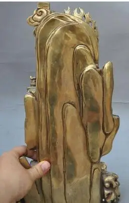 13&quotchina buddhism brass lotus flower Kwan-Yin GuanYin Bodhisattva goddess statuE | Дом и сад