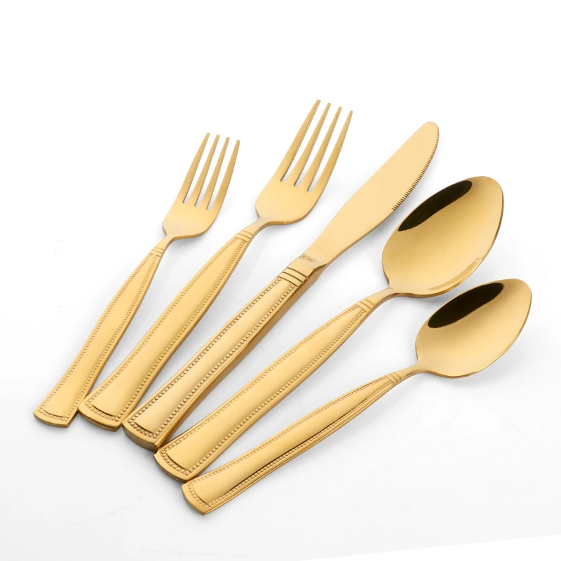 Набор столовых приборов из нержавеющей стали 5 шт./лот 18/10|gold cutlery set|dinnerware settableware set