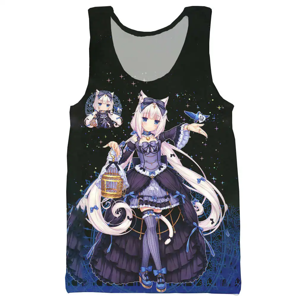 Nekopara Chocola ванильный 3D топ с принтом для мужчин модный летний на бретелях работы и