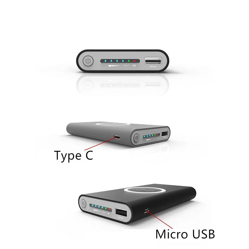 QI Беспроводное зарядное устройство USB 10000 мАч портативный внешний аккумулятор