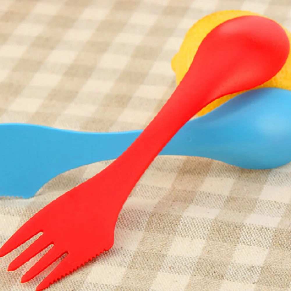 2 In 1 Double end Spoon Fork Knife for Lunchbox Camping Hiking Outdoor Tableware Utensils Cutlery Travel Kichen Accessories|Вилки| |
