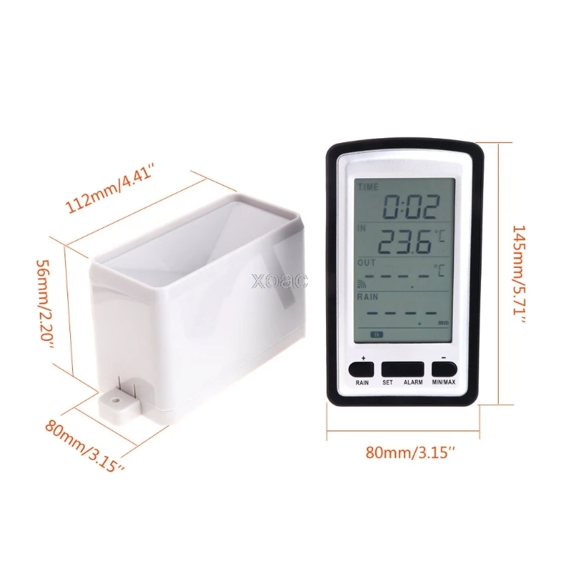 Wireless Rain Meter Gauge Weather Station indoor/outdoor temperature Recorder M13 dropship