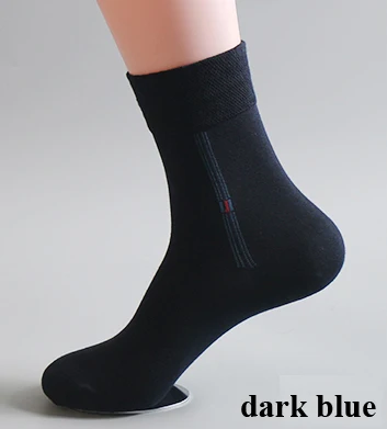 dark blue 5 пар/партия, мужские деловые хлопковые носки свободного покроя с длинными трубками, толстые теплые носки, мужские поглощает пот дезодорант, синие носки, домашняя одежда - Цвет: dark blue