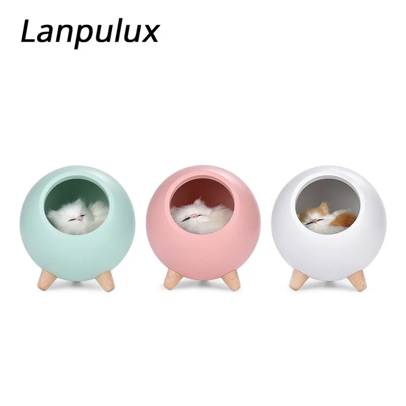 Lanpulux ночное освещение для сна с кошкой зарядка через USB гнездо дизайн