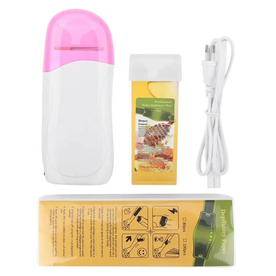 Эпилятор для удаления волос воск депиляции ролик Теплее Нагреватель машина + 100