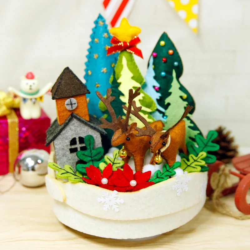 Прекрасный Рождественский тема почувствовал DIY Материал посылка окружающей