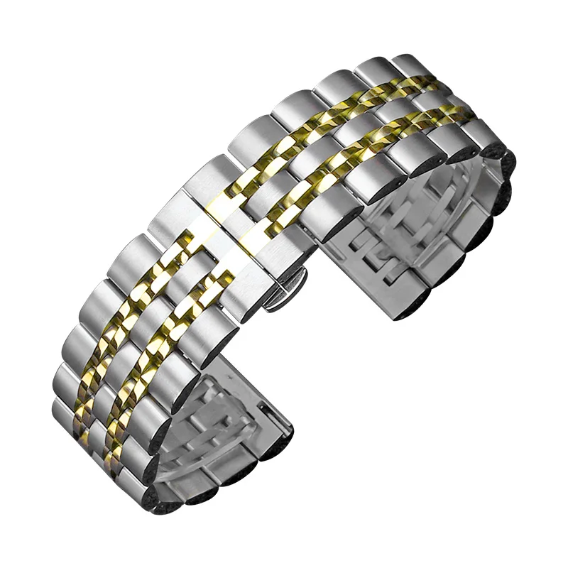 Silver and gold Ремешок для часов из нержавеющей стали 20mm/22 мм Для Samsung Galaxy(42/46) Gear S3 / S4 / S2 Frontier / Classic замена ремешок для часов быстрый выпуск - Цвет ремешка: Silver and gold