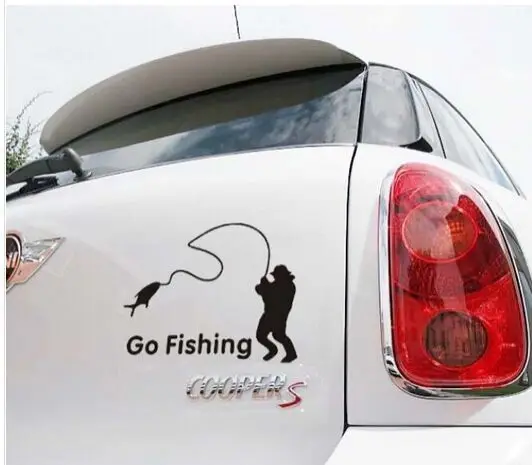 Go Fishing Cartoon Car Styling Stickers For skoda octavia a 5 7 fabia rapid yeti car emble |