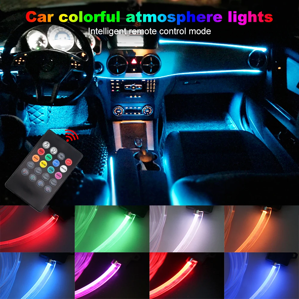 Окружающий свет автомобиля RGB атмосферные огни 8 цветов DIY светодиодные полосы