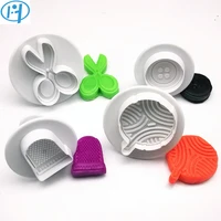 4pcs tailor button cap scissor plastic plunger cutter cookie mold cake mold embossing cake decorating tool bakery accessoires