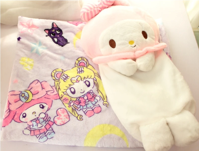 Pillow and Blanket IVYYE аниме oroll Melody аниме, плюшевая вещь аксессуары Плюшевая Кукла Мягкие пушистые теплые мягкие игрушечное одеяло кровать плед Новинка - Цвет: Pillow and Blanket