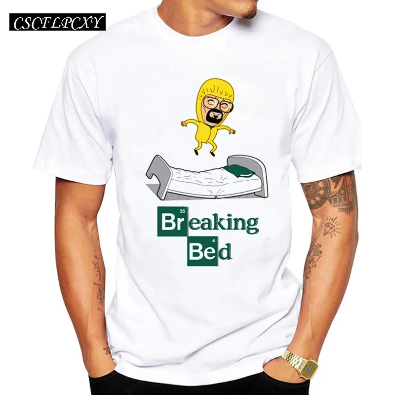 New brand men cartoon printed Breaking Bad/Bed funny t shirt short sleeve creative design male tops hipster fashion tee for boy | Мужская