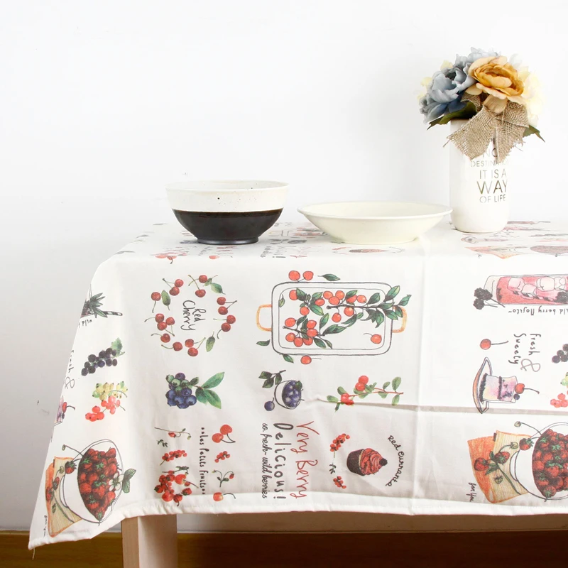 7Size Korean Style Washable Rectangle Colorful Fruit Print Table Cloth Cotton Linen Tablecloth Dining Cover Kitchen Decor | Дом и сад