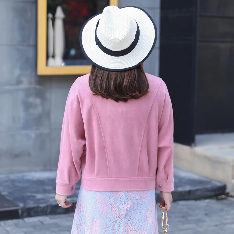 

2018 Fashion Suede Coat Women Plus Size Casual Loose Suede Jacket Winter Spring Vadim Short Overcoat Black Brown Pink