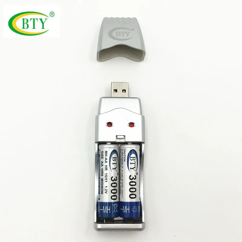 Горячая Распродажа 2 шт. AA 3000 1 В Ni MH BTY аккумуляторная батарея + AAA USB зарядное