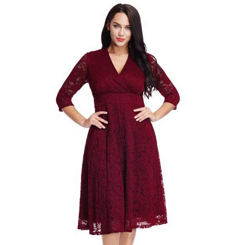 SIMLOVEYO 5XL кружевное длинное платье макси с V образным вырезом женское элегантное