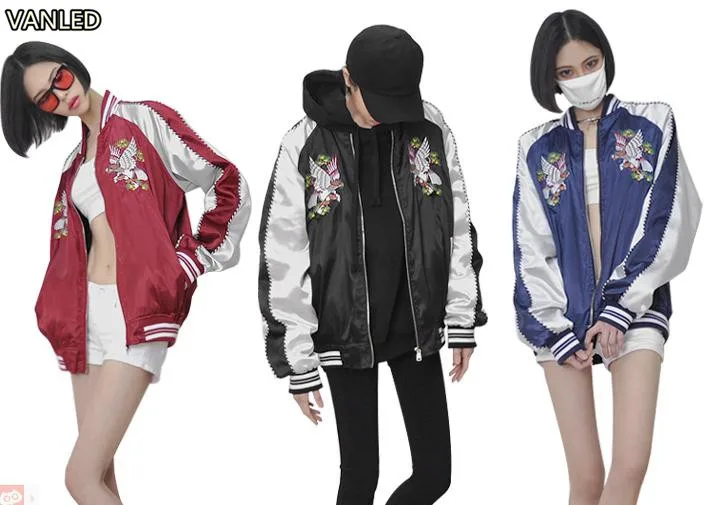 Японские сувенирные куртки в стиле Харадзюку женские бейсбольные на молнии с