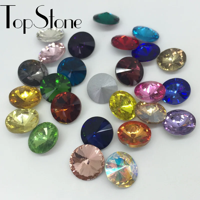 TopStone круглые Rivoli стеклянные хрустальные модные камни заостренные с обратной