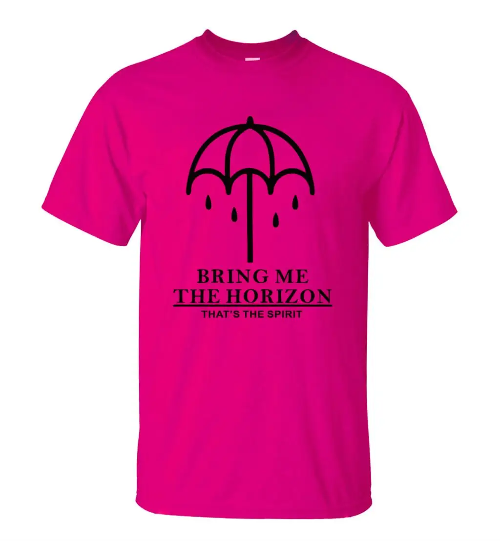 Novetly футболка с надписью BRING ME THE HORIZON, модные футболки с коротким рукавом и круглым вырезом, мужская повседневная Уличная одежда, топы в стиле хип-хоп - Цвет: rose red