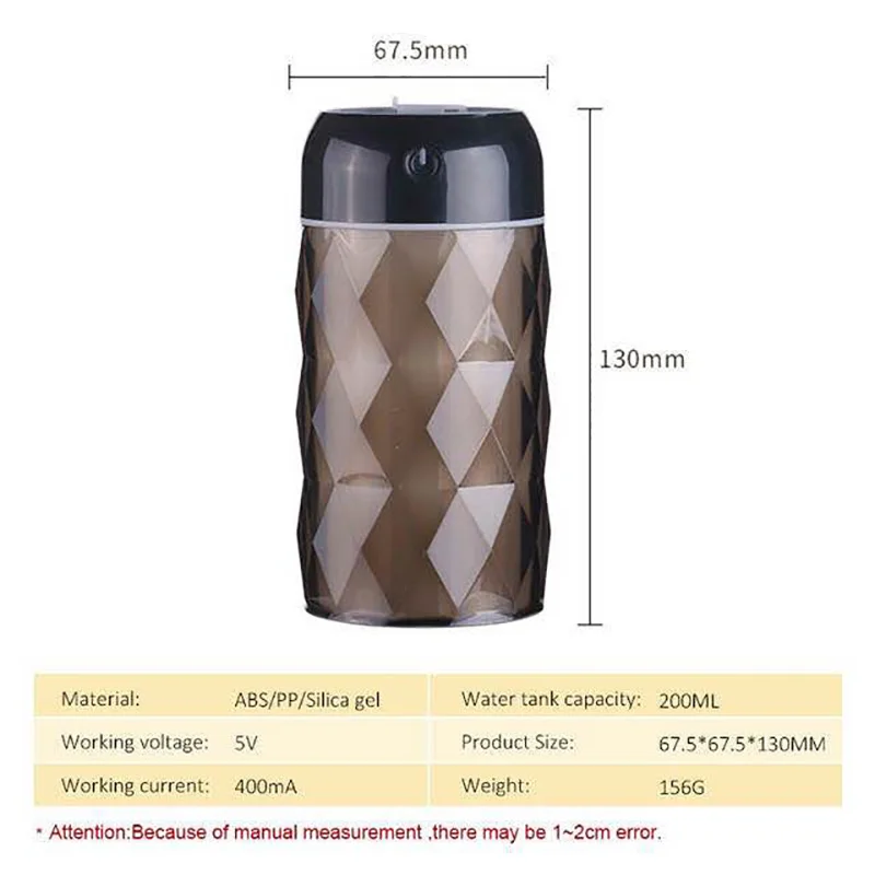 Air Humidifier Essential Oil Diffuser Aroma Lamp Aromatherapy Electric Mist Maker For Home 3 Colors LED Lights | Бытовая техника