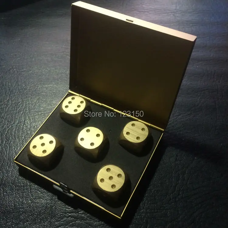 DC-173 Golden Color Dices Set in rectangle gift box with 5 dices | Спорт и развлечения