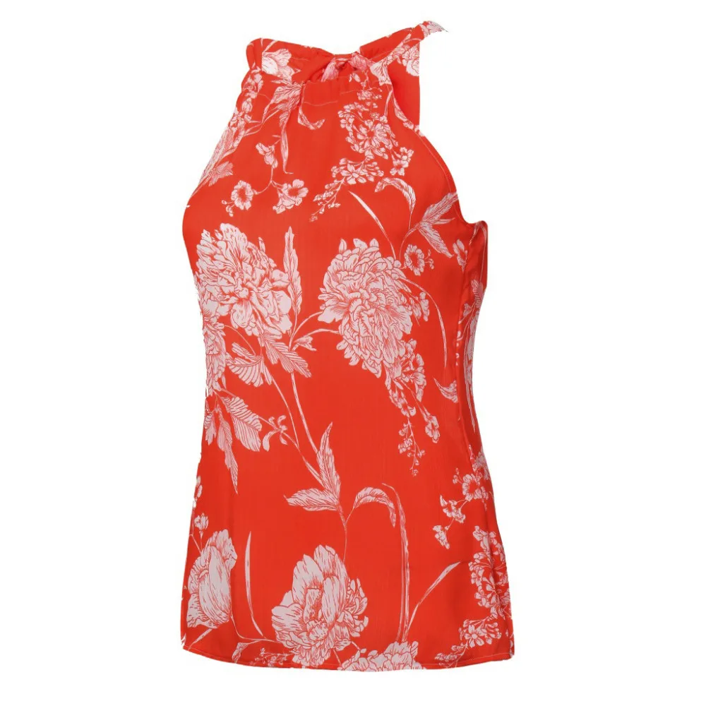 2019 Для женщин Цветочный принт летняя майка с бретелями женские соблазнительный