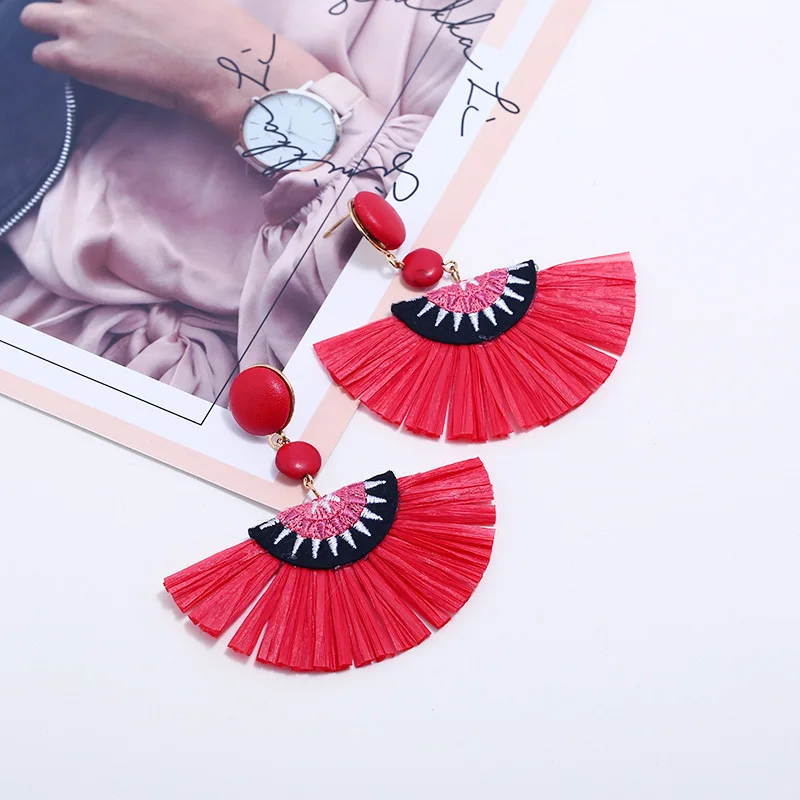 Богемные Ретро эллиптические серьги из искусственного камня плетеные узоры в