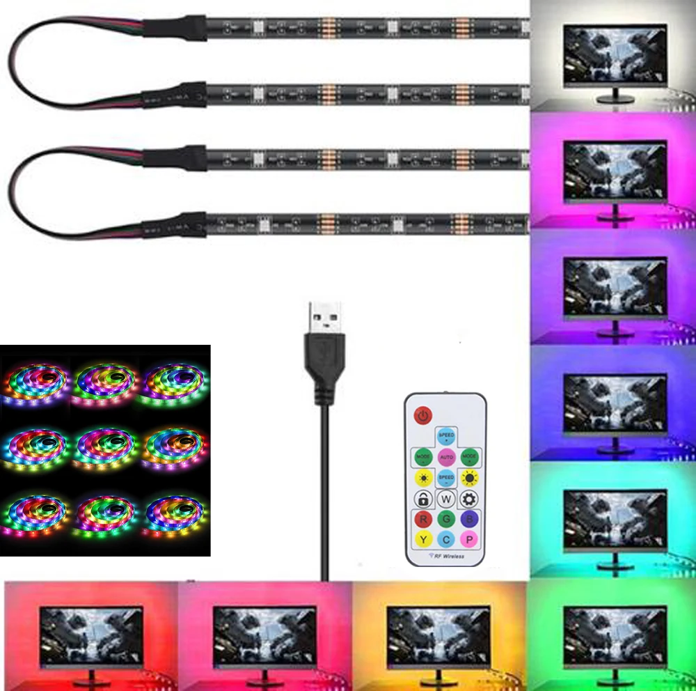 RGB USB Светодиодная лента для телевизора с подсветкой ws2812 ws2812b 5050 smd многоцветная PC