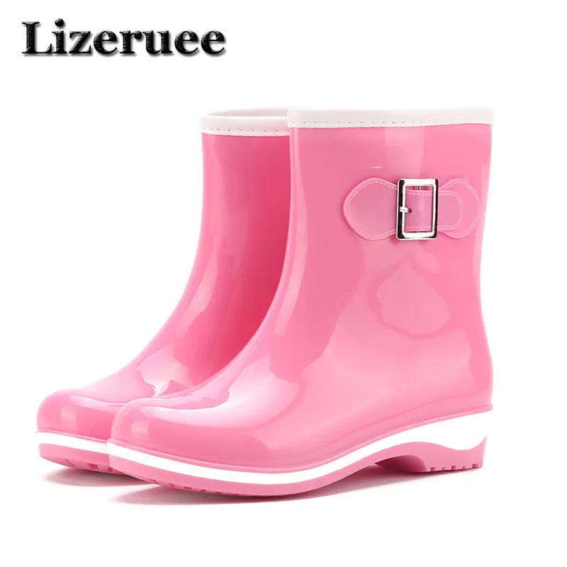 Женские резиновые сапоги из ПВХ блестящие однотонные непромокаемые