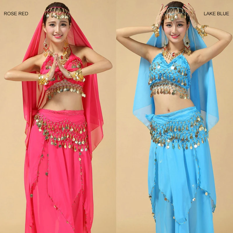 Женский костюм для танца живота из полиэстера с блестками индийских танцев|Танец
