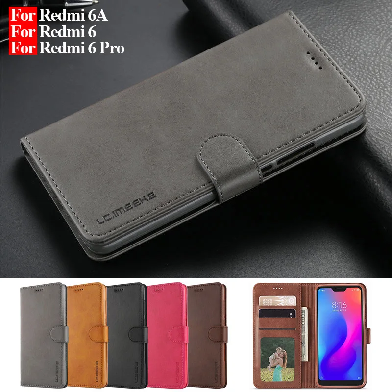 Чехол для Redmi 6 Pro, кожаный Винтажный чехол-кошелек s для Xiaomi Redmi 6A, чехол-книжка на магните, чехол-кошелек для Redmi 6 Pro, чехол с отделением для карт