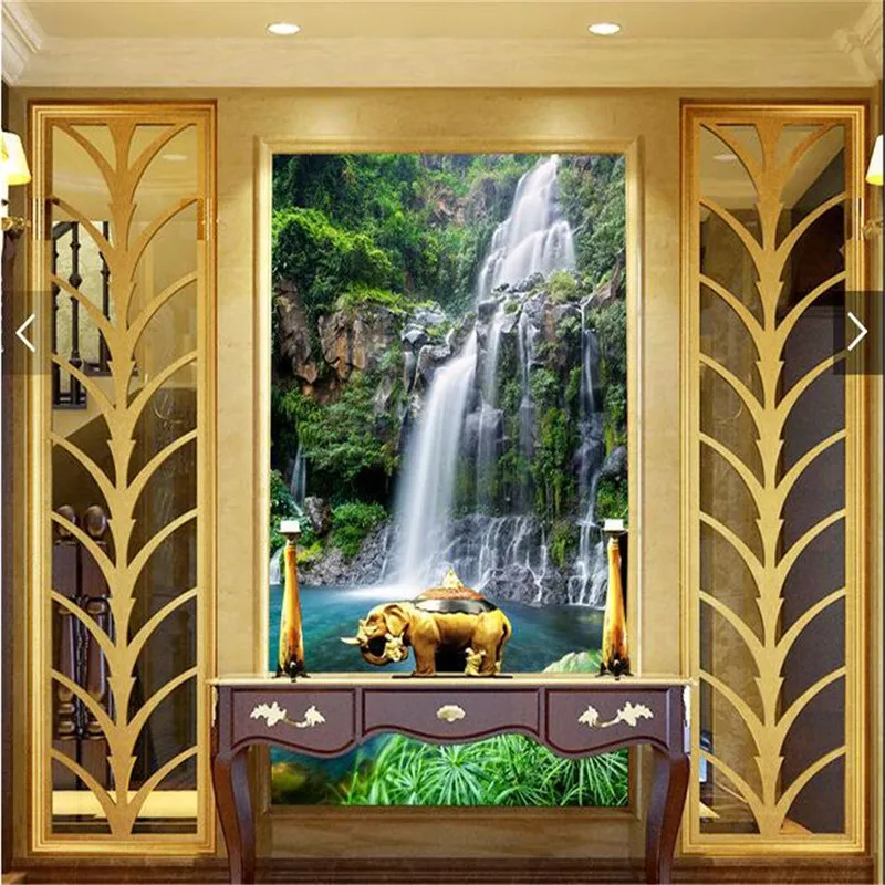 Настенная бумага 3d художественная роспись HD водопад озеро трава ресторан отель