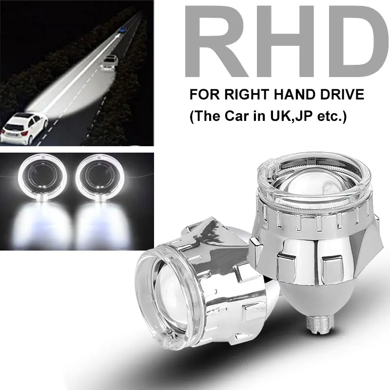 White Ring RHD RACBOX 2 шт. Silve Shroud 2,5 дюймов универсальный би ксенон HID объектив проектора с белым Красный Синий Желтый ангельские глазки кольцо для H4 H7 автомобиля - Цвет: White Ring RHD
