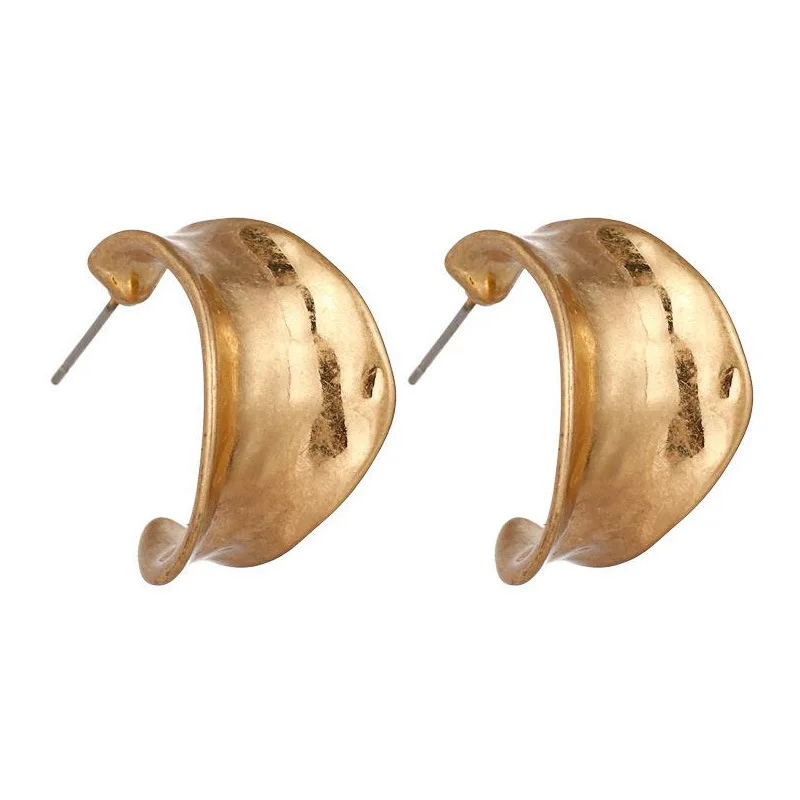 Женские сережки гвоздики с полукруглыми изогнутыми краями в Корейском стиле