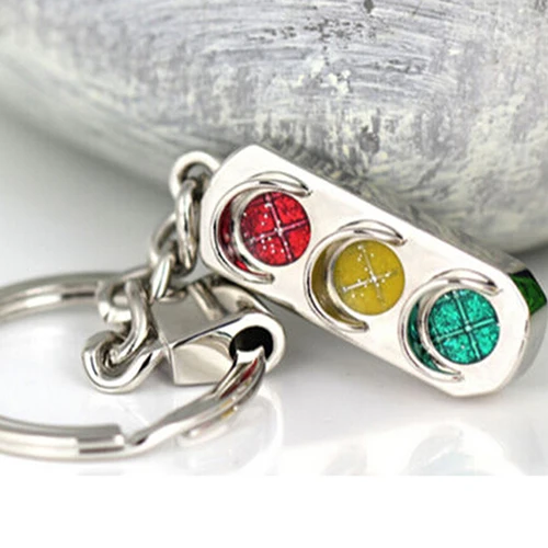 3D серебристый движения светильник сигнала кулон брелок с кольцом для ключей