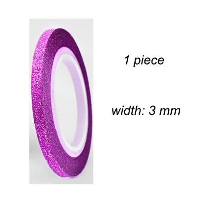 Magenta 3mm 10 цветов клейкая лента для ногтей рулон 3 ширины рулон ленты для ногтей с блестящим украшением цветная лента для ногтей линия для нейл-арта LDL - Цвет: Magenta 3mm