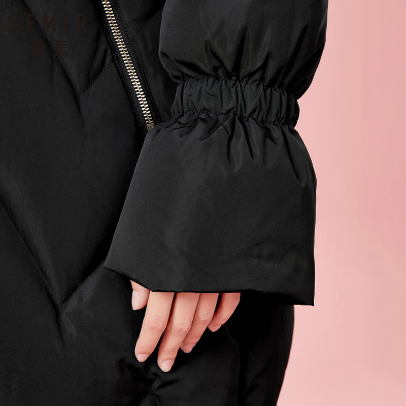 Стеганое длинное пуховое пальто SEMIR с капюшоном Женское зимнее на молнии