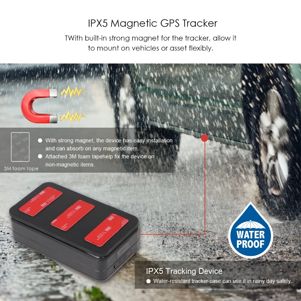 Сильный магнитный GPS трекер AT4 для автомобиля 2G IPX5 водонепроницаемый 10000 мАч в