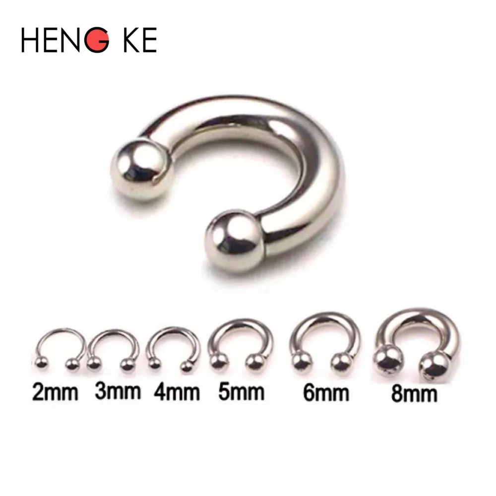 

HENGKE Big Size Steel Horseshoe 316L Surgical Steel Hiphop Rock Rings Tragus Nipple Ring Bar CBR Lips Body Piercing 30PCS