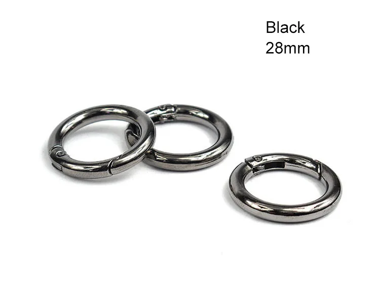 3Pcs 28mm Black 3 шт. 25 мм открывающееся кольцо с металлической пряжкой для рукоделия с отрывными листьями для переплетения книг, шарнирные кольца для брелка, скалолазание, альбом, круглый зажим - Цвет: 3Pcs 28mm Black