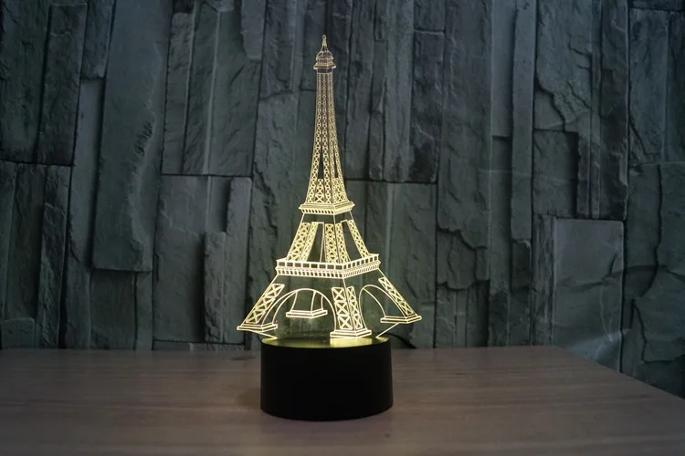 3D визуальная Эйфелева башня светодиодные ночники 7 цветов изменение цвета