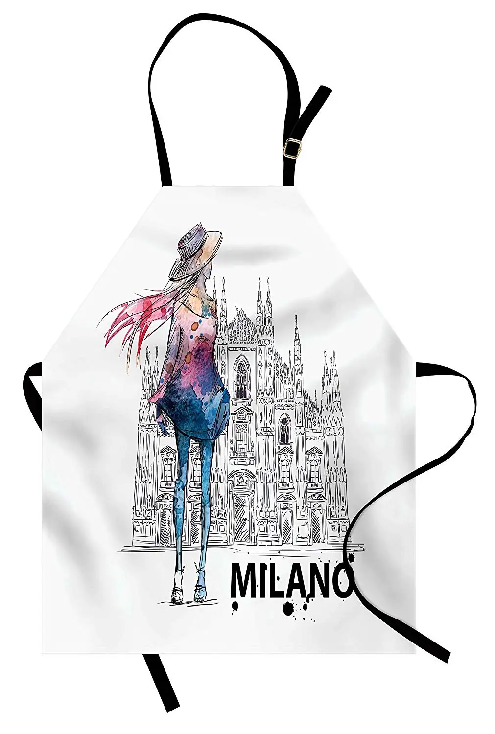 Модный фартук для девочек с модной одеждой изображением Милано Дуомо