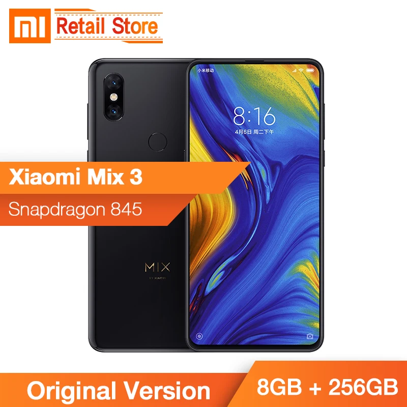 Оригинальный Xiaomi mi x 3 8 Гб 256 Silder полный экран мобильного телефона Snapdragon 845 Octa Core AI