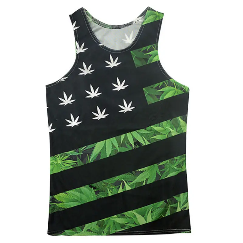 

Harajuku Style Men Tank Tops 3D Print Hemp Weed Leaf Floral Sleeveless Shirt Man Striped Vest Bodybuilding Stringer Singlets