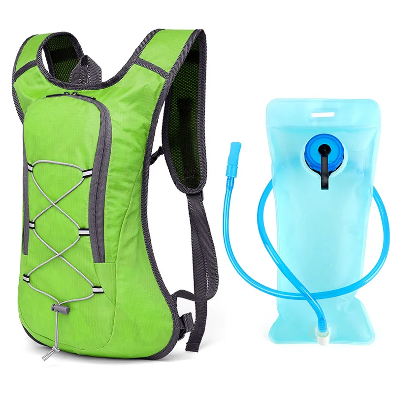 GRN with water bag 8л Сумка для бега, велосипедный рюкзак, сумка для велоспорта, гидратационный рюкзак для бега, мужская и женская спортивная сумка, водонепроницаемая сумка для езды на велосипеде - Цвет: GRN with water bag