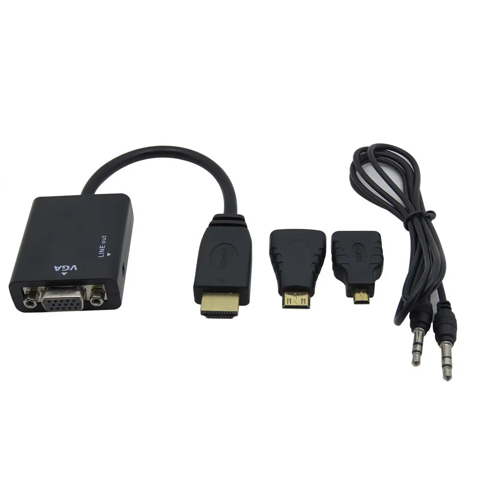 Конвертер hdmi в vga с аудио мини HDMI адаптер + Micro 3 1 к VGA папа мама многофункциональный