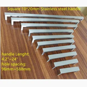 Квадратная дверная ручка из нержавеющей стали, 10*20 мм, кухонная ручка дверного шкафа Pull, 4,2  24 дюйма