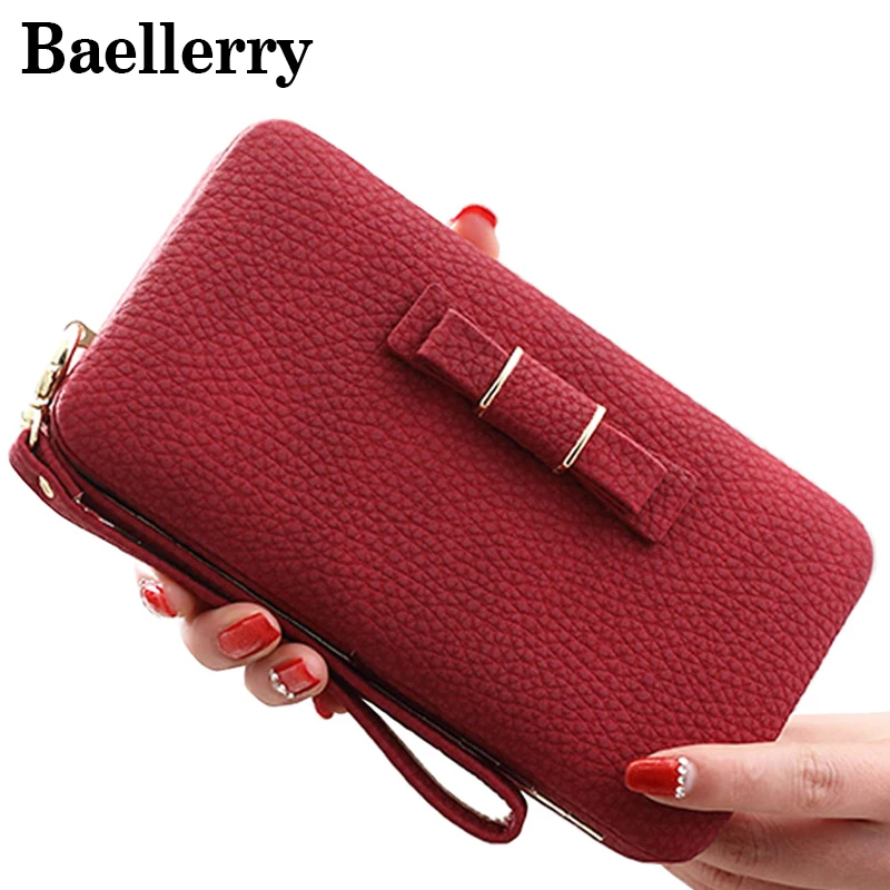 Женский кожаный кошелек вместительный с бантом|wallet clutch|wallet femaleporte monnaie femme |