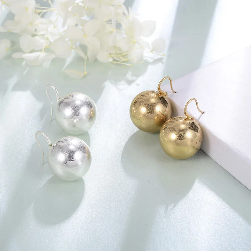 Висячие серьги в Корейском стиле круглые шаровые модные Brincos из цинкового сплава