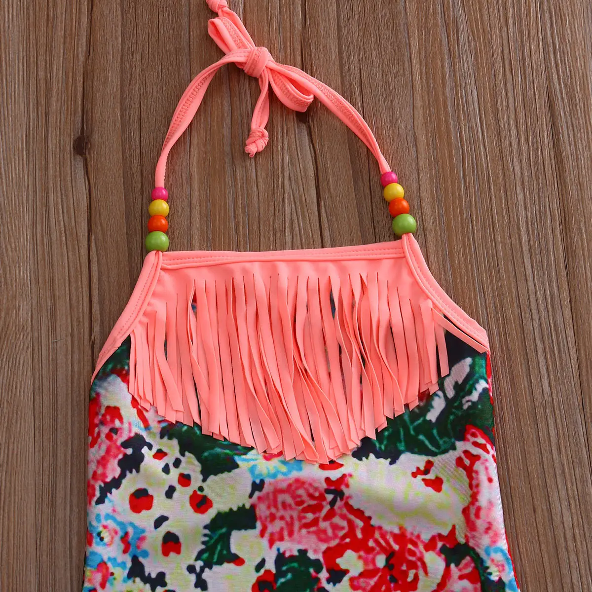 Детский слитный купальник танкини с цветочным принтом для маленьких девочек